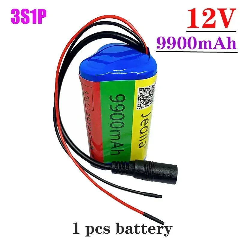 High Capacity 12V 9900mAh 3S1P Lithium Battery 18650 Lithium Battery Pack Protects The Rechargeable Board. 12.6V1A Charger.: green