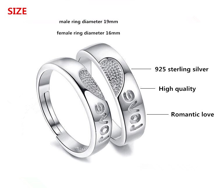 30% Verzilverd Romantische Liefde Brief Lovers&#39;couple Ringen Sieraden Vrouwen Mannen Geen Vervagen Anti Allergie Goedkope