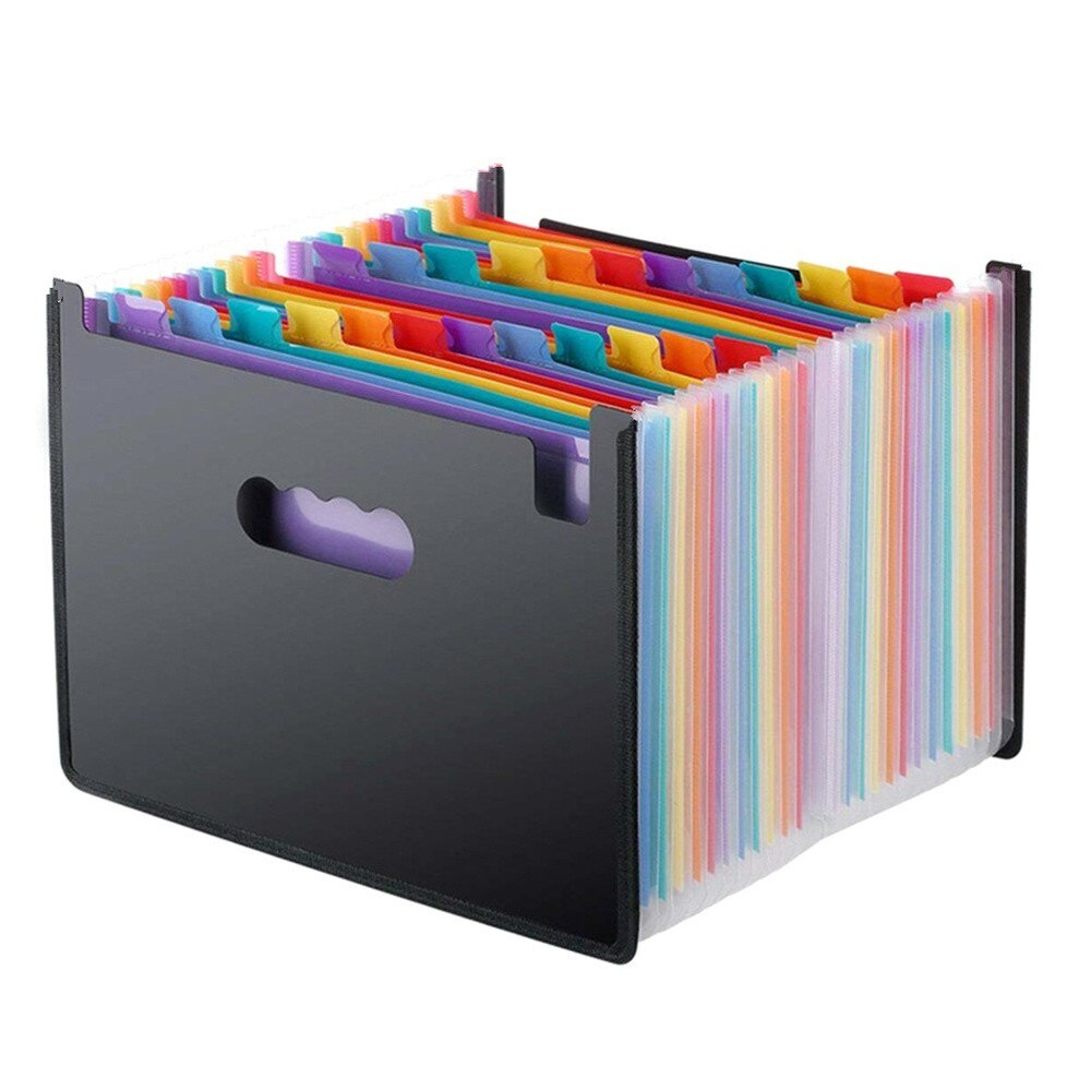 12/24Pockets Expanding A4 Expandable File Organizers with Organ Clip Multi-Layer Storage Clip Telescopic Standing Folder