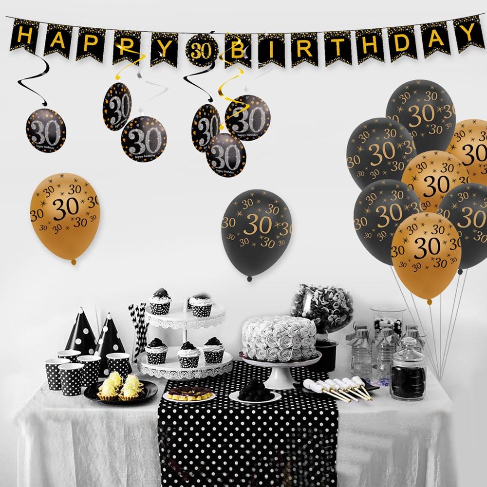 HUIRAN Black Golden Balloons 40 Years Old Birthday Baloon Happy 40th Brithday Party Decorations Adult Ballon Number Balon Globos