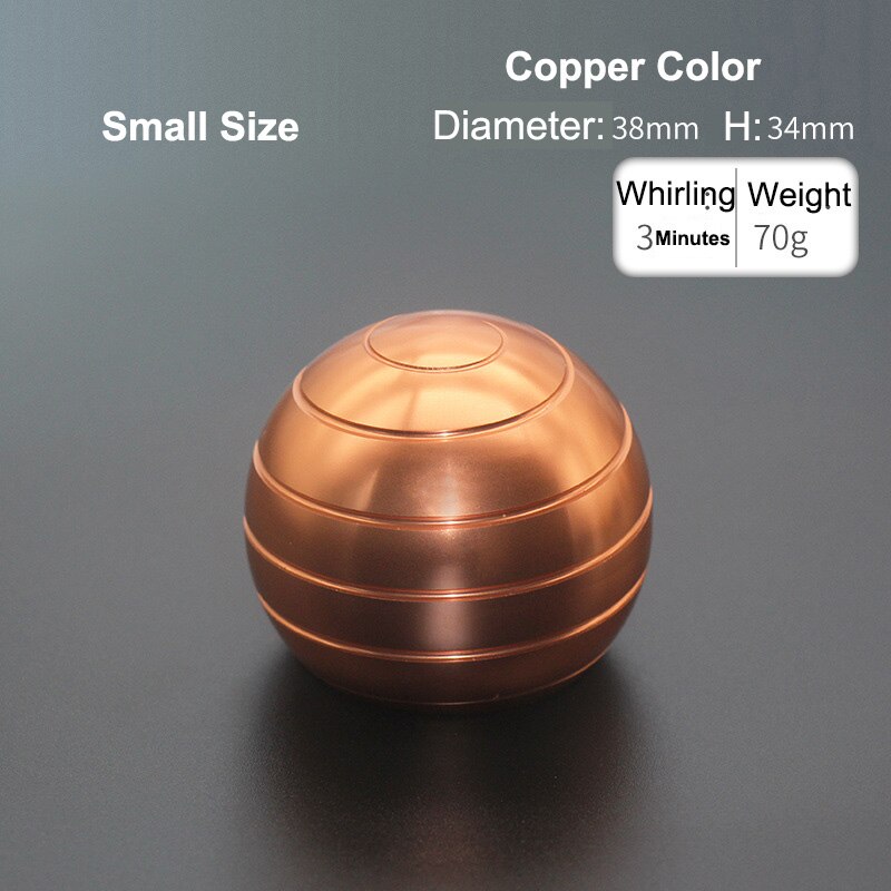 Ball Type Fingertip Gyro Metal Alloy Adult Office Desk Toy Decompression Anxiety Stress Relief Fidget Spinner Sensory Toys: Small Size - Copper