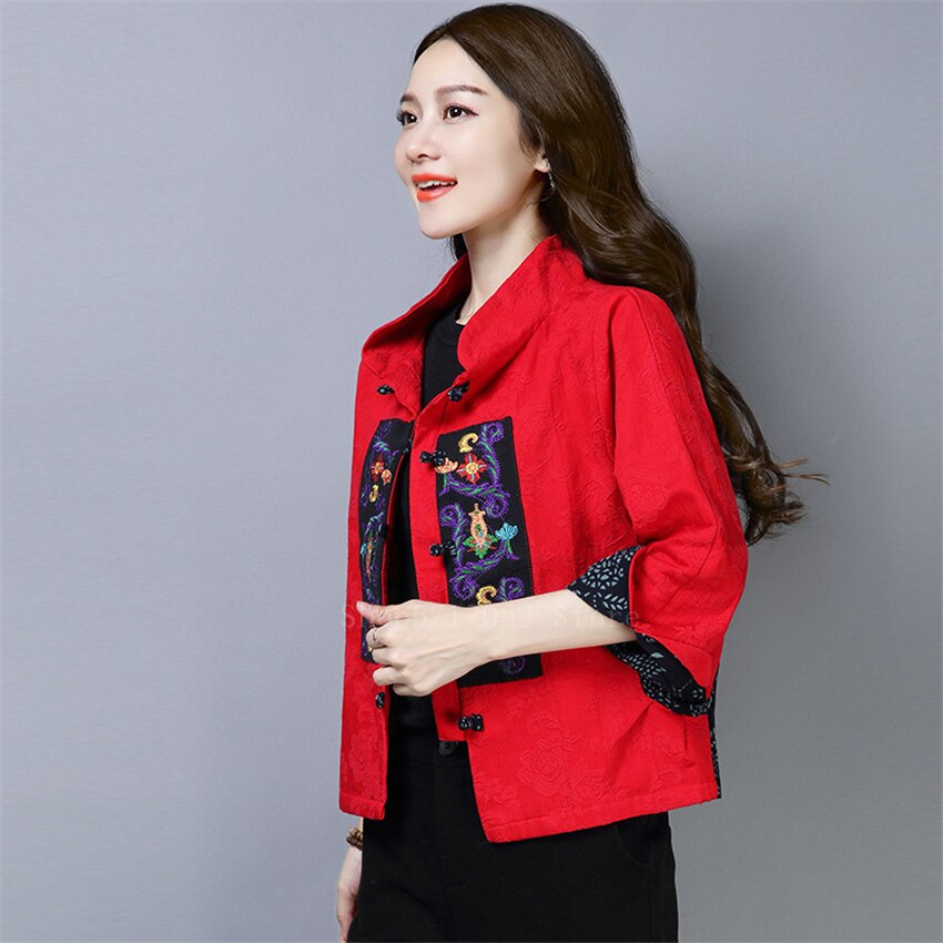 Traje Oriental Wu Tang estilo chino superior ropa étnicos tradicionales mujeres niñas Retro bordado Chaqueta corta Camisa Negra
