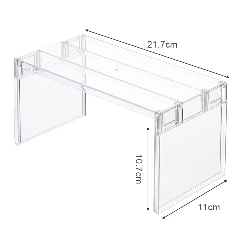 Detachable Plastic Refrigerator Organizer Shelf Multi-Purpose Storage Rack for Fridge Cabinet Cupboard Desktop: Clear