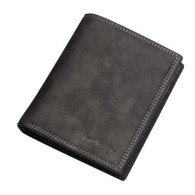 Petit porte-monnaie en cuir pour hommes, , court, couleur unie, portefeuilles multi-poches, pliable, pochettes de crédit porte-carte: gray Vertical