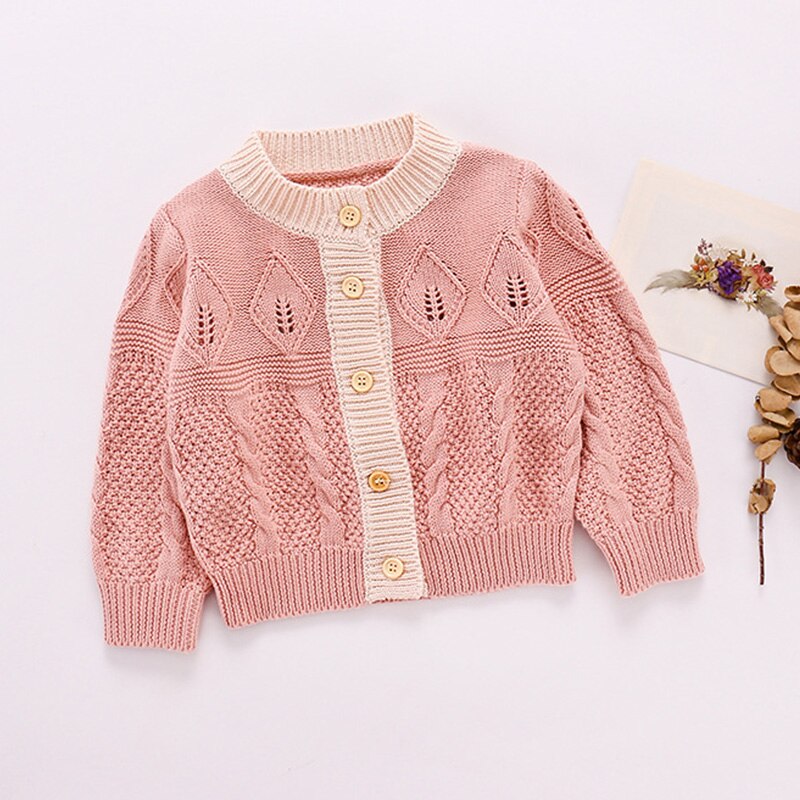 Kinderen Gebreide Warme Trui Herfst Winter Mode Meisjes Lange Mouwen Wollen Kleuraanpassing Jas Kindje Vest Kleding: BZ2028 pink / 3M