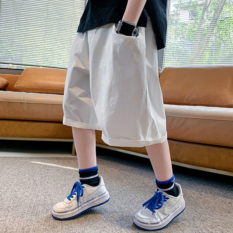 Shorts Pants for Kids Summer Casual Solid Color Boys Beach Sport Shorts for Teenage Short Sweatpants Clothes 5 7 9 11 13 14Years: WHITE / 9