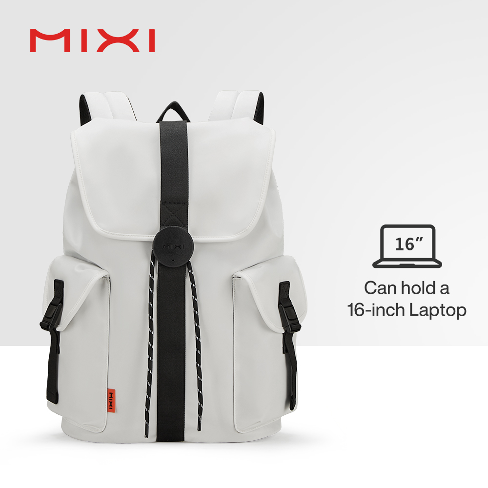 Mixi 16 ''Mochila para ordenador portátil Mujeres Hombres Impermeable Ligero Casual Weekender Bolsas de viaje Estudiantes universitarios Mochila 17 pulgadas Blanco: Beige