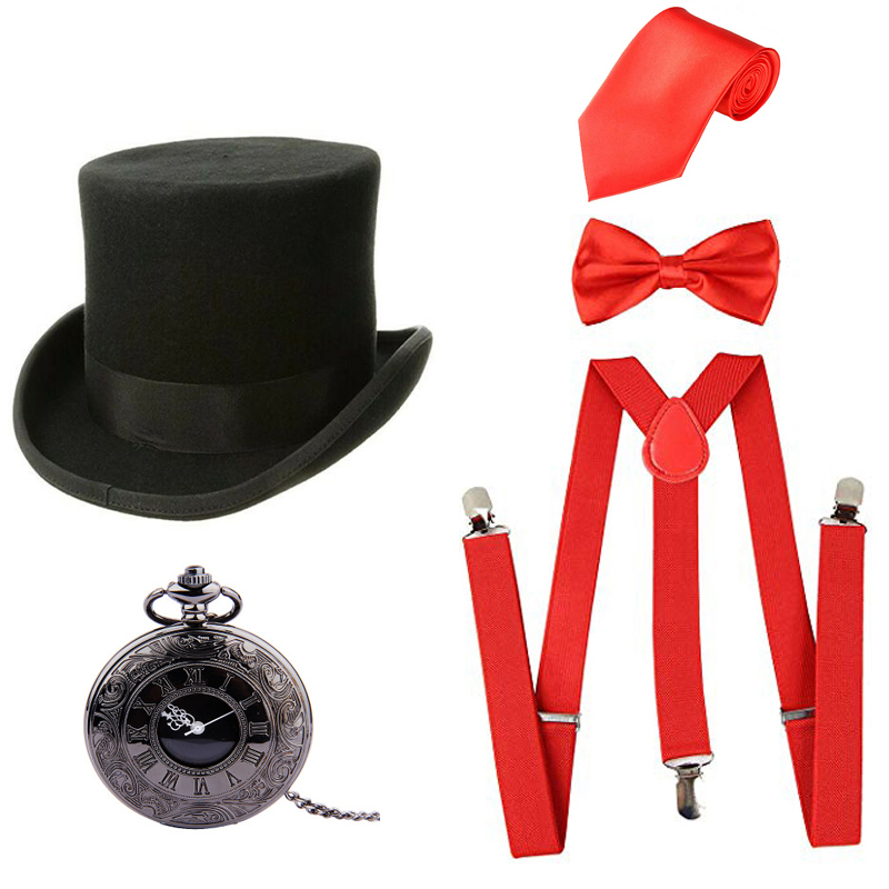 1920s herre store gatsby tilbehør sæt brølende 20s 30s retro gangster kostume lommeur armbånd slips