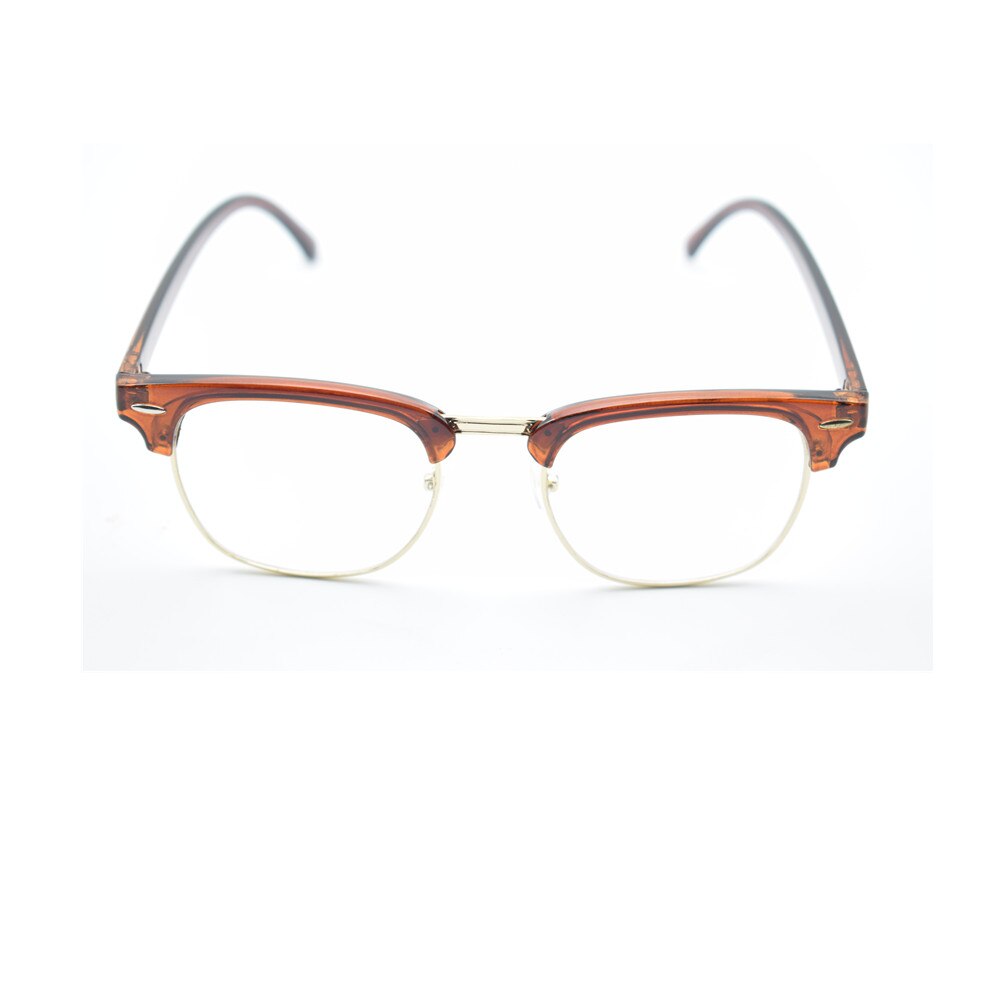 Nerd Geek Retro Vintage Eyewear Half Frame Clear Lens Glasses: Coffee