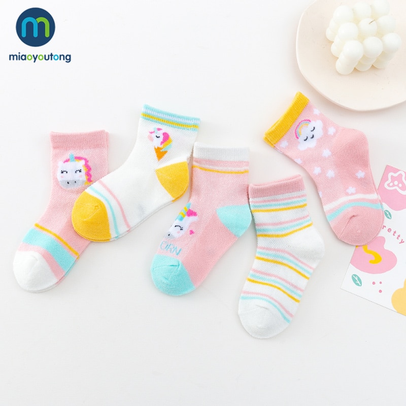 Chaussettes respirantes pour bébé garçon, 5 pièces, en maille fine, en coton, pour fille et enfant