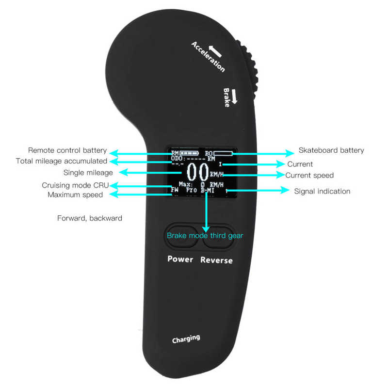Elektrische Skateboard Fernbedienung LED-bildschirm Fernbedienung mit Einstellbare Geschwindigkeit Bremsen Elektrische Skateboard Fernbedienung