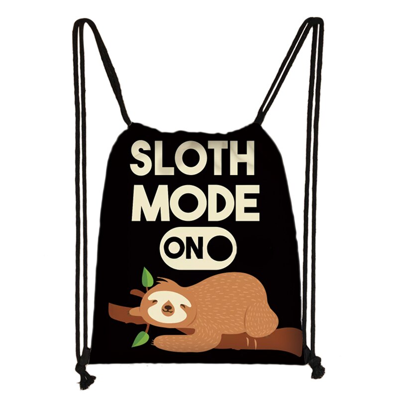 Cute Animal Sloth Print Drawstring Bag Ladies Storage Bag Women Shopping Bags Teenager Boys Girls Backpack Bookbag: skdsloth07