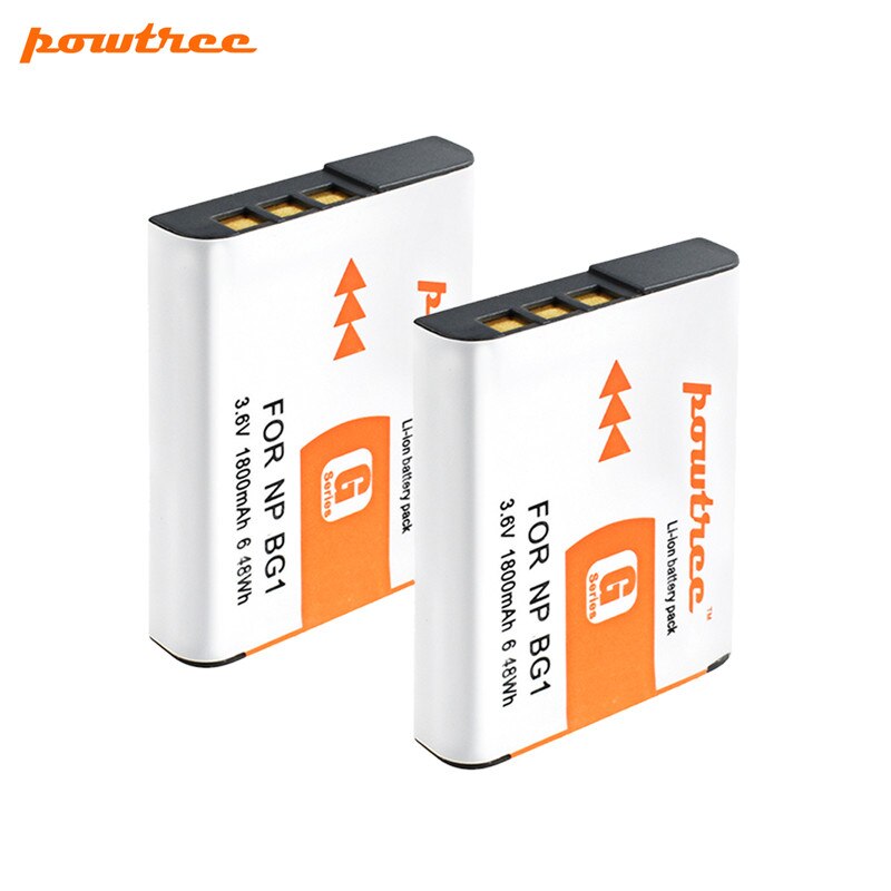 POWTREE 3.6V 1800mah NP-BG1 NP BG1 NPBG1 Batterij + LCD Charger Laad Camera Batterij voor Sony Cyber- shot DSC-H3 DSC-H7 DSC-H9: 2 Battery