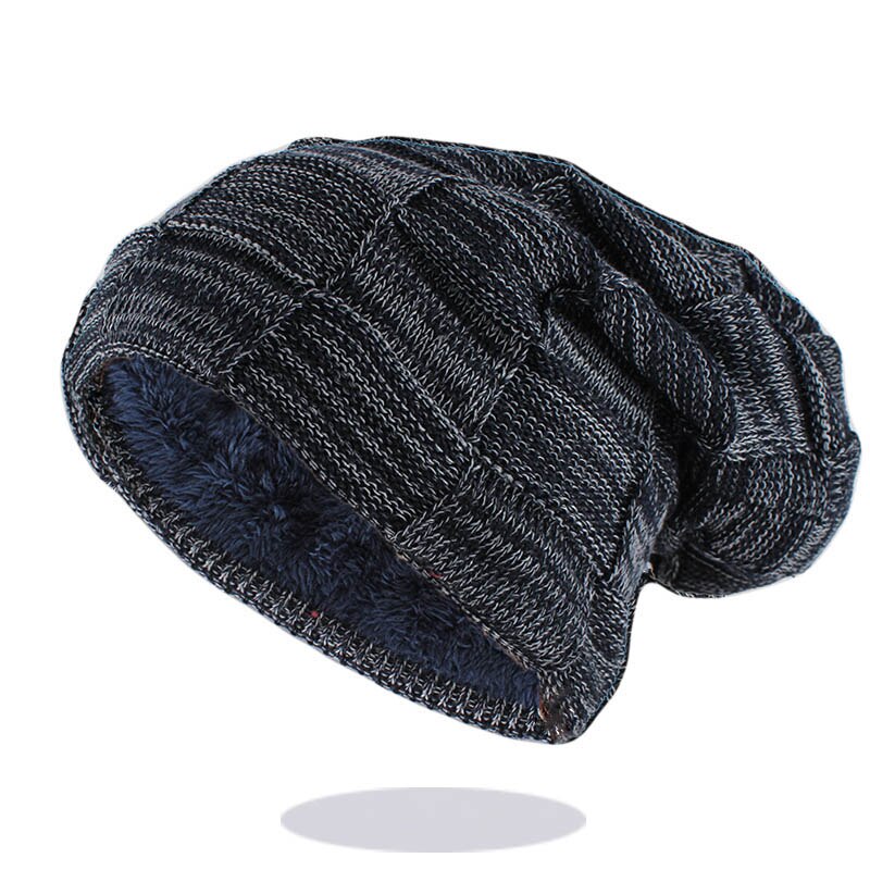 Women Winter Warm Beanies Skullies Lady Casual Caps Hat For Men Colorful Brand Bone Knitted Bonnet: Navy Blue