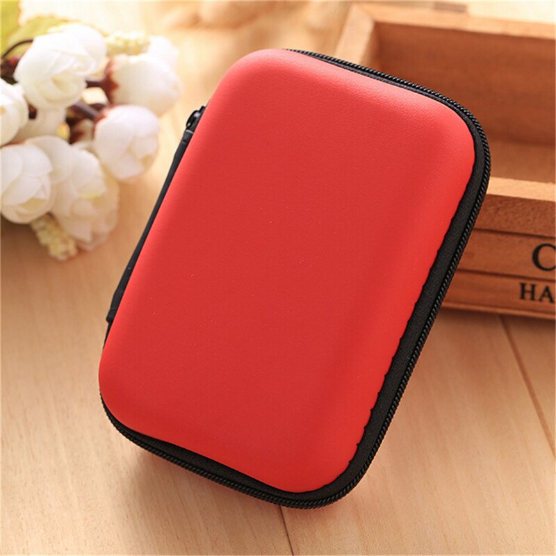 6 Colors 1PC Cosmetic Bags Compartments Case Cover Headphone Earphone Jewelry Bag Hard Nylon Carry Bag: Red