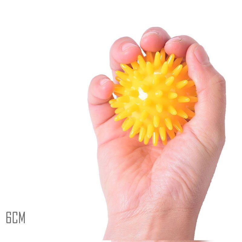 TPR 7CM Diameter Hollow Soft Spike Ball Hand Strength Recovery Exercise Massage Ball Yoga Fitness Spiky Massager Trigger Point: Yellow-6cm