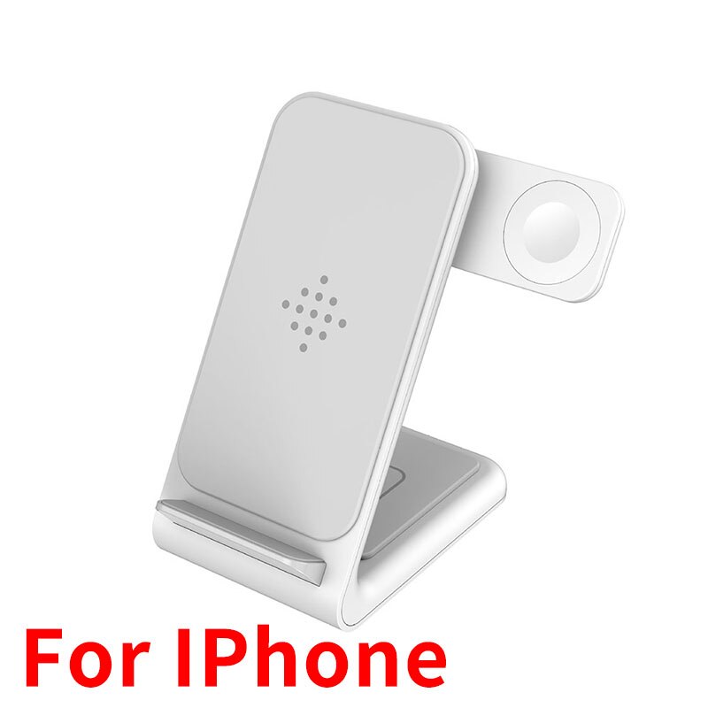 15W Draadloze Oplader 3 In 1 Snel Opladen Voor Iphone 12 11 Pro Xs Samsung S10 Draadloze Oplader Dock station Voor Airpods Iwatch 6: White