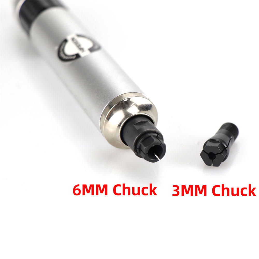 AG6 with Silencer Wind Grinding Pen 3MM 6MM Chuck Pneumatic Engraving Grinder Pen Polishing Machine Stone Wood Carving Polishing