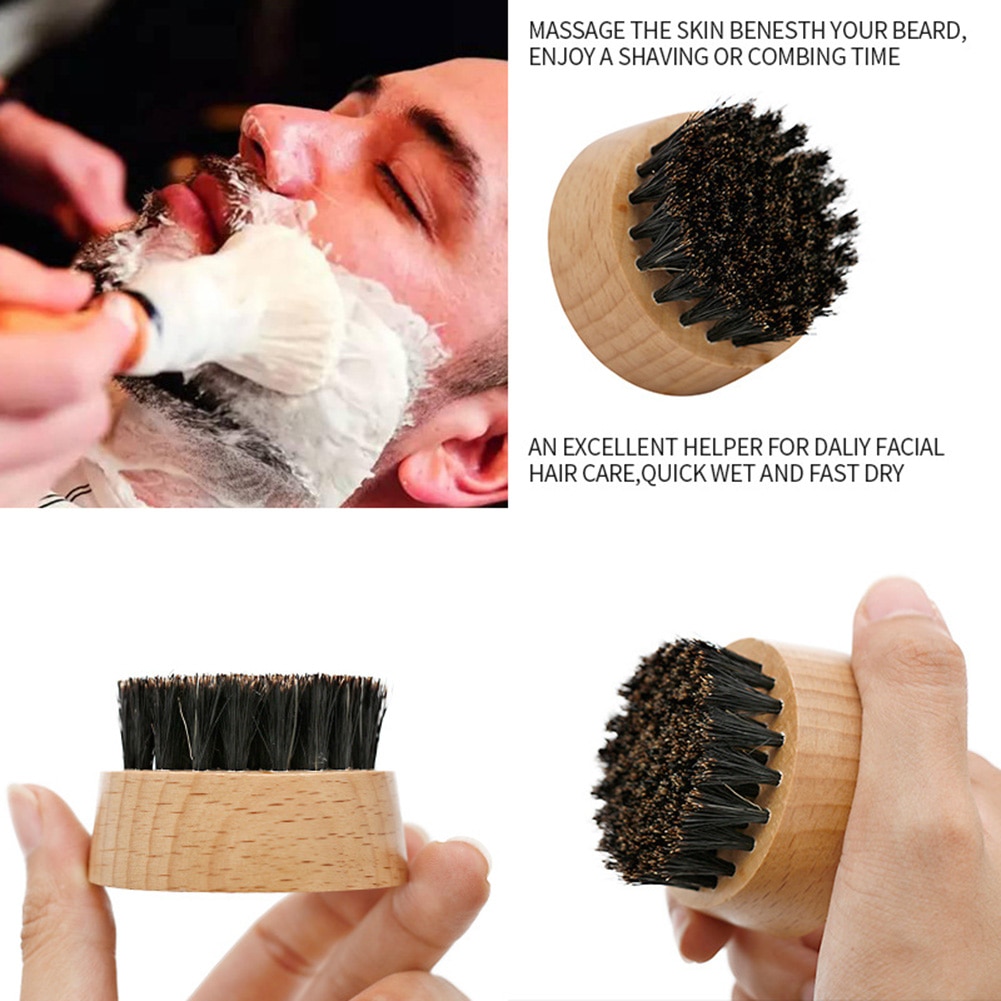 Beech Wooden Boar Bristle Beard Brush For Men Bamboo Face Massage That Works Wonders To Comb Beards and Mustach