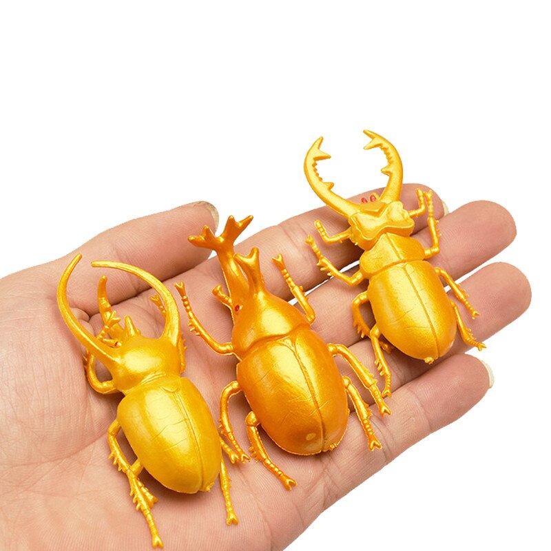 5pcs 5.5/13cm Simulation Beetle Toys Special Lifelike Model Simulation Insect Toy Nursery Teaching Aids Joke Toys Gold Beetle