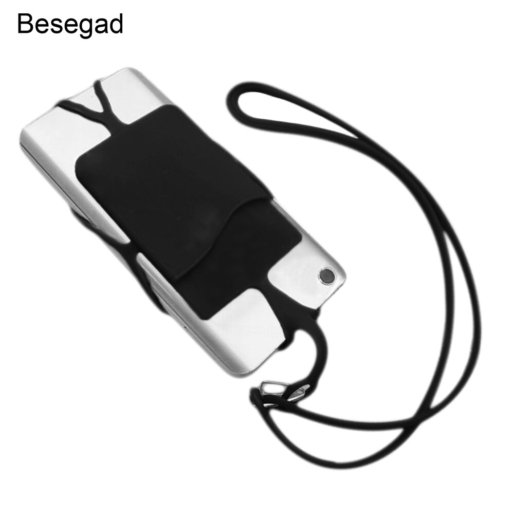 Besegad Universal silicona Cordón de teléfono móvil funda cubierta teléfono cuello Correa collar Sling para Smartphone de menos de 6 pulgadas