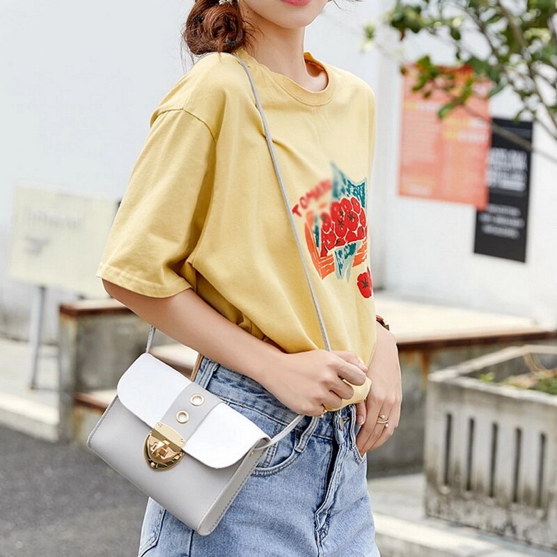 Bolsa feminina moda anel decoração retalhos crossbody sacos de ombro para mulheres saco de mensageiro de corrente mini saco sac principal femme