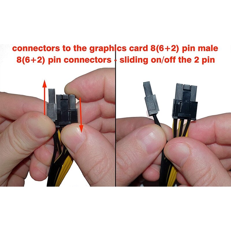 PCI-E 8 Pin Male to Dual 8 Pin (6+2) Male PCI Express Power Adapter Cable for EVGA Modular Power Supply Cable 60cm+20cm
