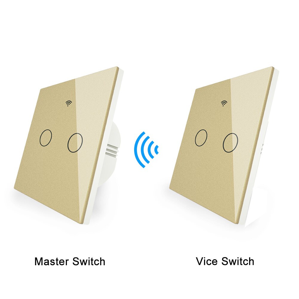 WiFi RF433 Transmitter Wall Panel Smart Glass Panel Touch Switch 1/2/3 Gang Remote Control Switch Works with Alexa, Google Home: Kit 2