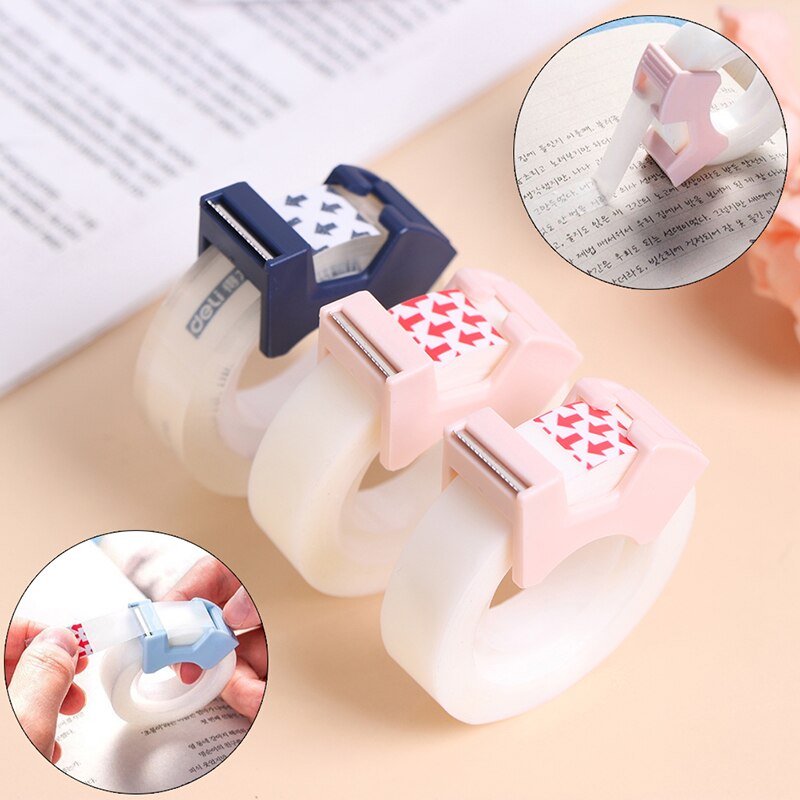 Random Clear Adhesive Tape with Tape Cutting Tool Writable Invisible Correction Tape School Stationery Protable Tape Dispenser