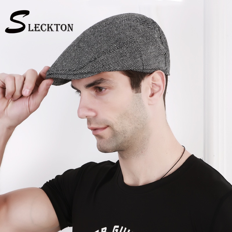 Sleckton herre bomuld flad kasket retro baret kasket til mænd spids kasket nyhedsboy hat visirer cabbie gorras hatte casquette