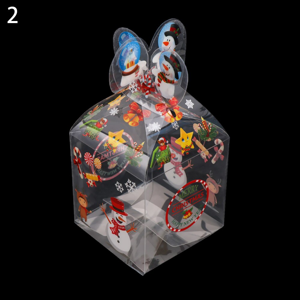 1 Pza PVC caja de dulces transparente muñeco de nieve alce Reno manzana cajas Navidad decoración embalaje suministros para fiestas: 2