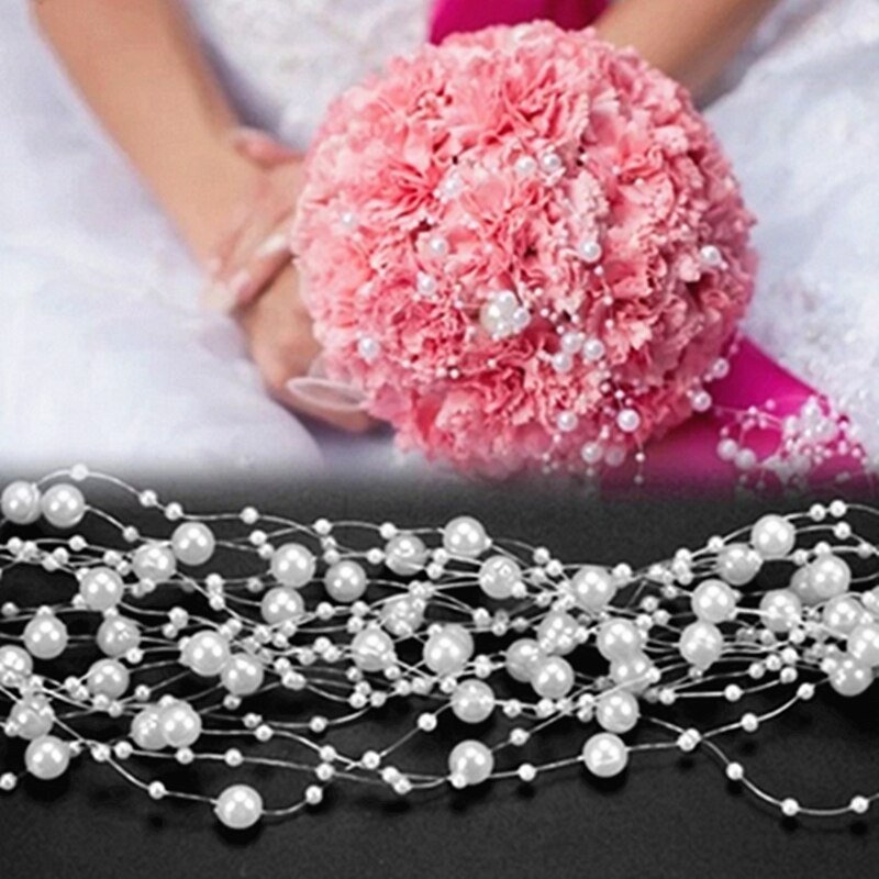 Línea de pesca de decoración navideña, 2 yardas, 8 + 3mm, perlas artificiales, cadena de cuentas, guirnalda de flores, de boda # SBT