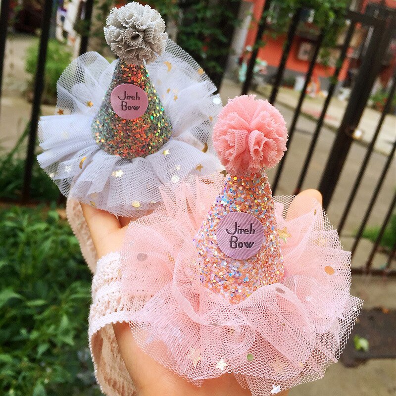 YUXIC Koreanische Stil Blume Baby Mädchen Stirnbänder Glitter Spitze Perlen Neugeborenen Geburtstag Party Stirnbänder Schöne Mädchen Headwear