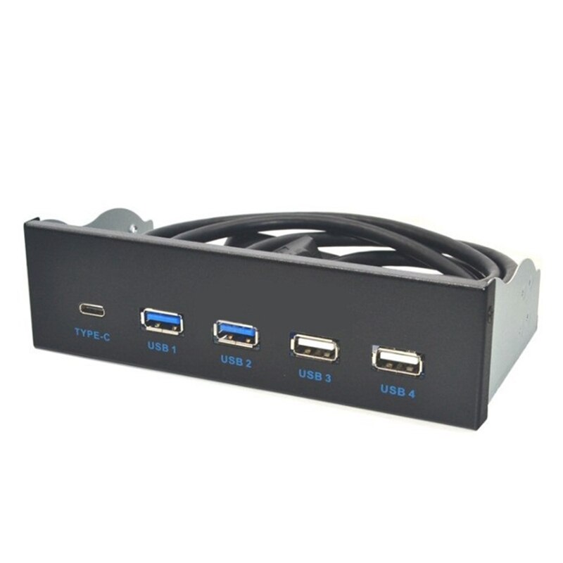 Panel Frontal Usb 3,1 Gen2 de 5,25 pulgadas, 2 puertos Usb 3,0 + 2 puertos Usb 2,0 + 1 puerto tipo C con conector tipo E