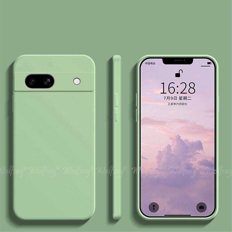 Para Google Pixel 7A funda protectora de goma de silicona líquida funda de teléfono Google Pixel 8A 8 Pro 7A 7 6A 6 Pro funda TPU Pixel 7A: Neopreno / Verde