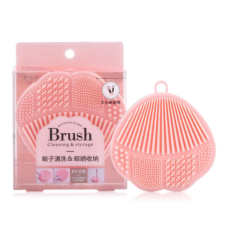 De silicona de base de maquillaje cepillo limpiador y Drye caja de maquillaje cepillo almohadilla limpiadora brocha para limpieza de maquillaje Gel alfombrilla de limpieza de herramientas de mano: 02