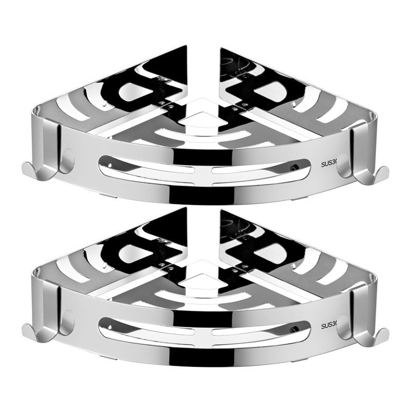 Punching free 304 stainless steel bathroom triangle shelf, bathroom corner black triangle shelf