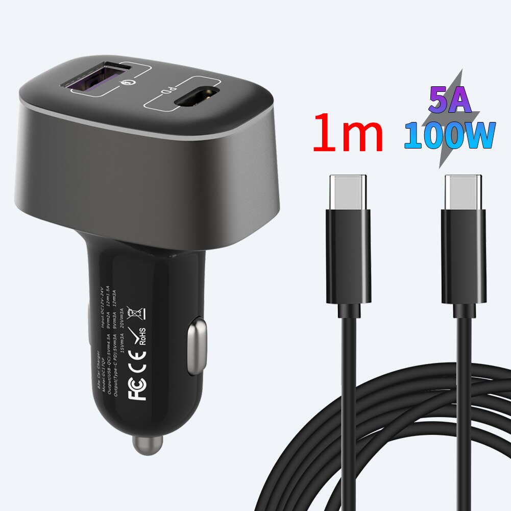 83w schnell-autoladegerät usb-c  pd 65w für laptop, ipad 20 usb-a  qc 3.0 autoladegerät für samsung  s21 10 45w typ-c laptop, tablet: Ladegerät mit kabel