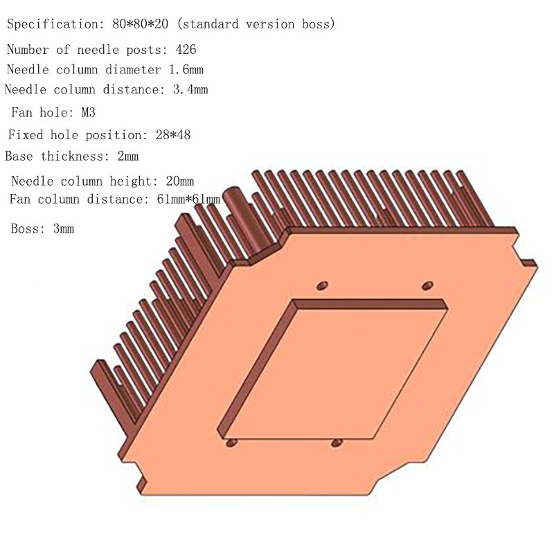 cpu radiator for computercpu radiator intake or exhaust pure copper: 80-80-20 boss