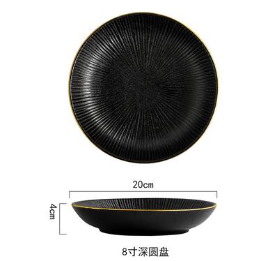 Vaisselle de table, noir mat, accent assiette à dessert, accent assiette à steak ménagère service de table: E