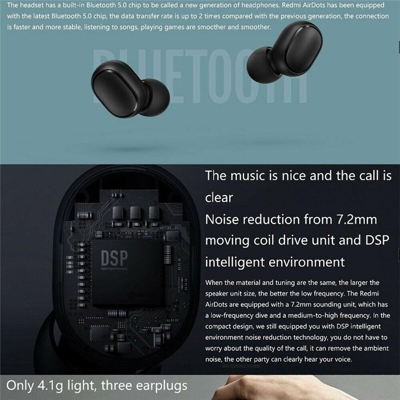 Xiaomi Redmi Airdots 2 Earphones Mi Original Xiaomi True Wireless Headphones Bluetooth Air Dots Headset TWS Earbuds Control
