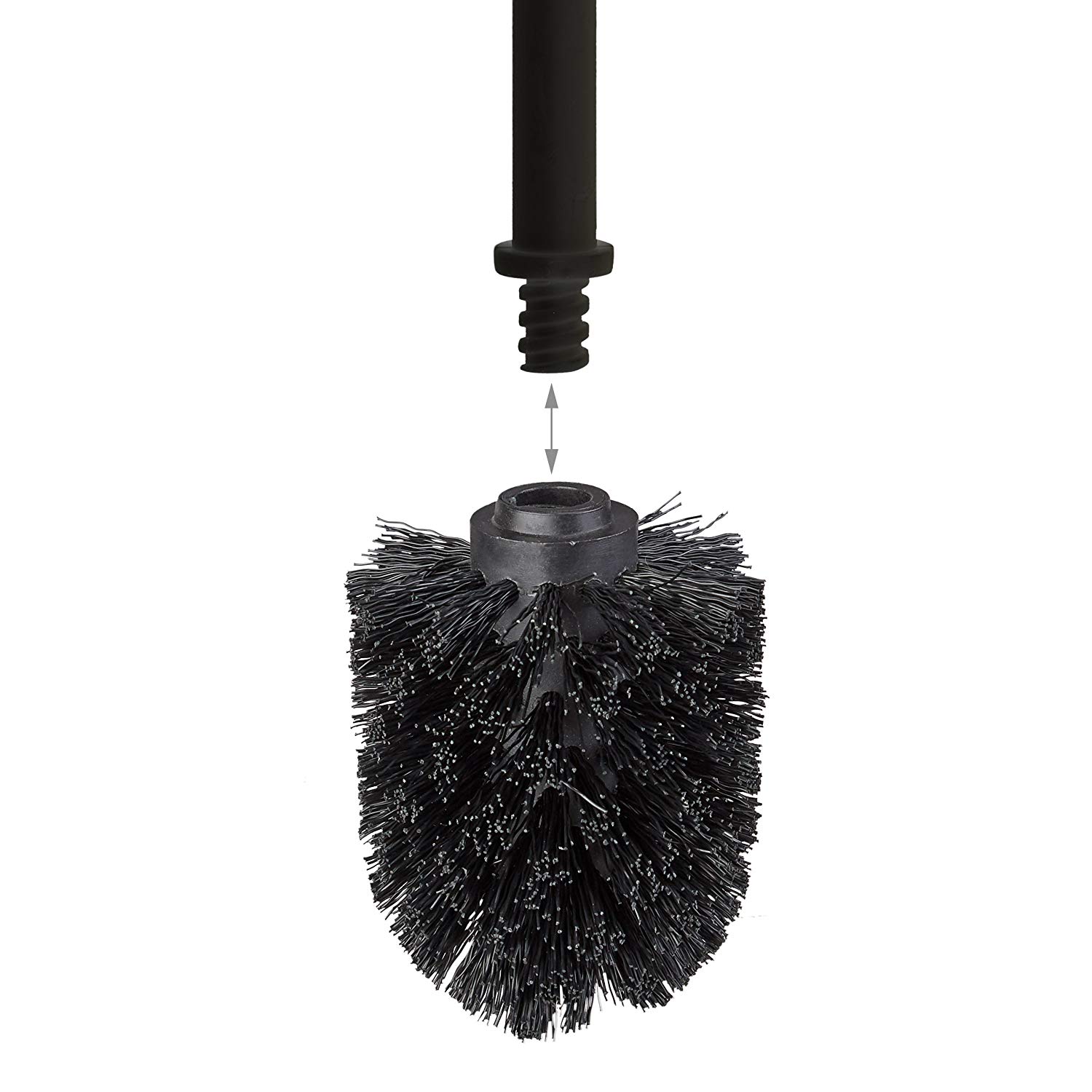 Toilet brush head in a set of 5, loose toilet brushes 12mm thread, replacement brush head diameter 8 cm, black