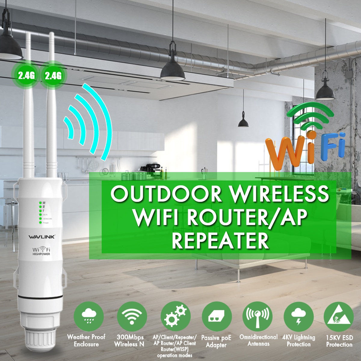 Wavlink 3in1 Wireless Relay Repeater WN570HN2 Wifi Extender High Power Outdoor Wifi Repeater 2.4G/300Mbs Wireless Wifi Router