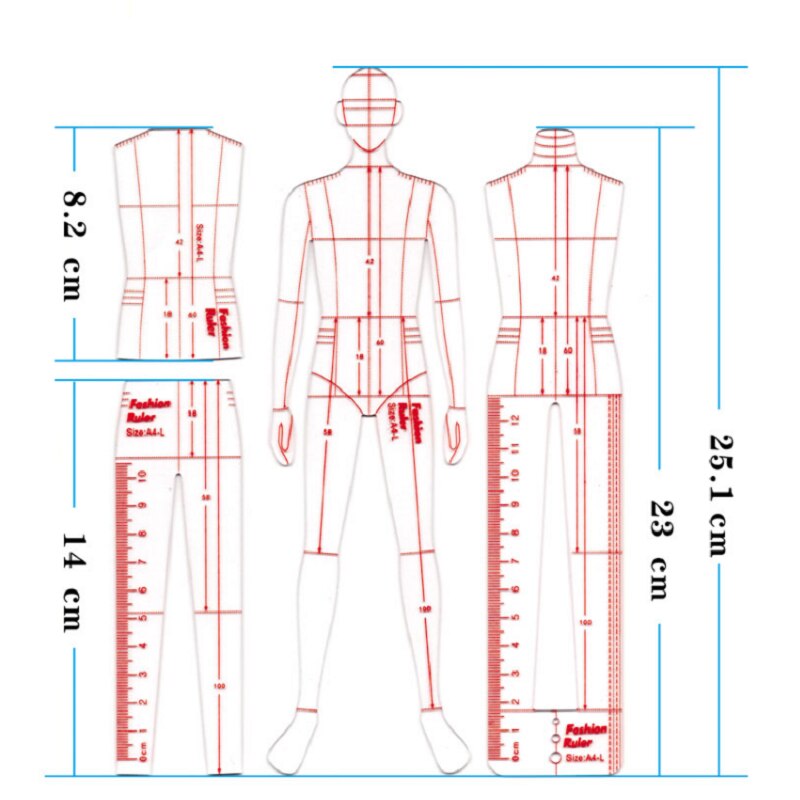 Male Ruler Garment Effect Style Men Drawing Template Ruler Original Model 25cm Height