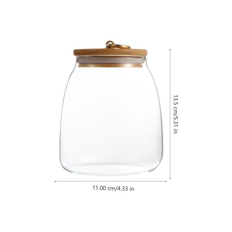 1pc Transparent Glass Canister Kitchen Glass Tea Storage Sealed Jar 500/650/900ML: 900ML 11x11x13.5cm