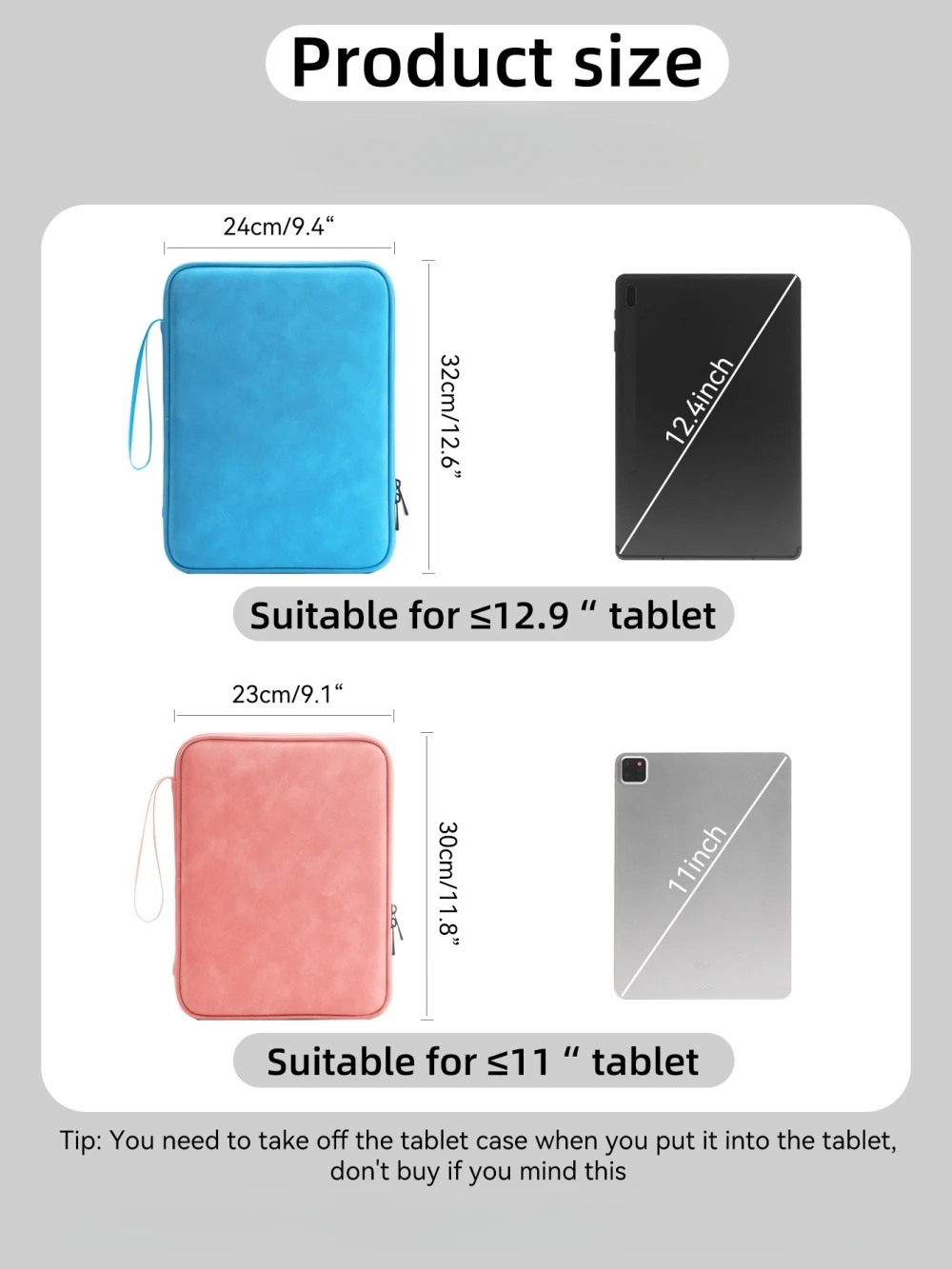 Tablet Sleeve Tas voor iPad Pro 12.9 11 inch iPad 10e Air 5 4 3 10.9 10.2 inch 9e 8e 7e Generatie Waterdichte Rits Pouch
