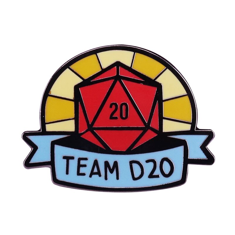 D20 kostka emaliowana szpilka RPG gamer biżuteria maniak nerdy prezent: 05