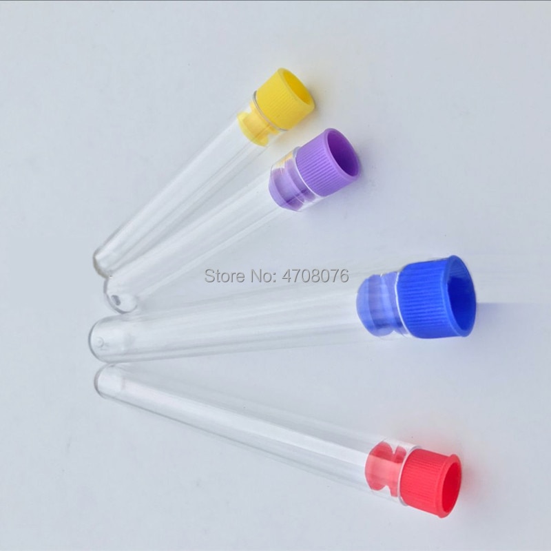 15x150mm 50pcs/lot Plastic test tube with color plug clear lab tube U-shaped bottom PS labware for scientific experiment