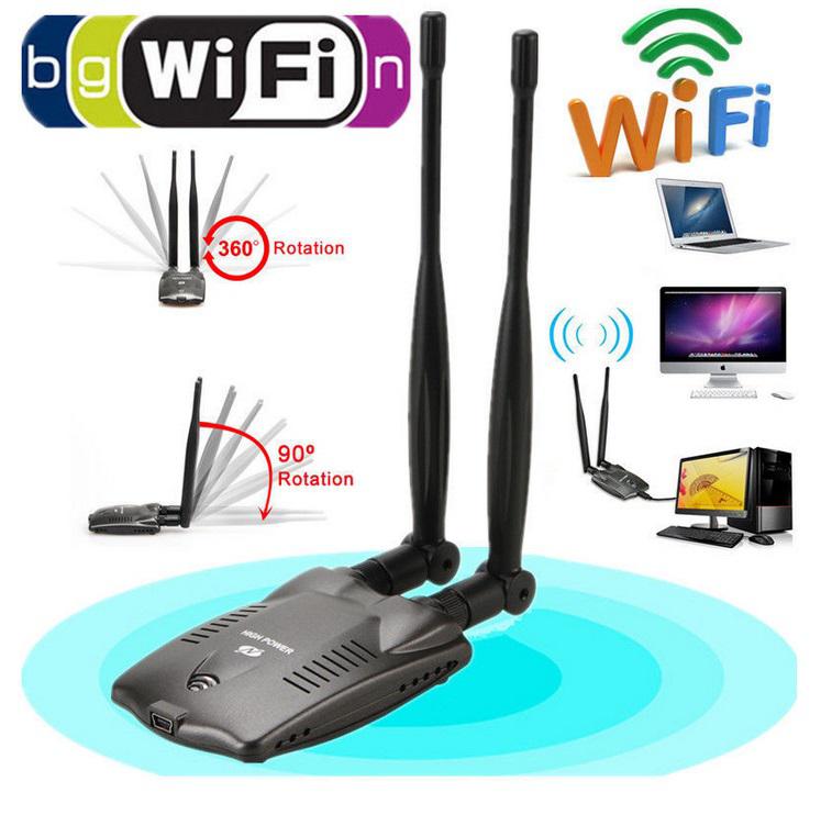 Usb Wifi Adapter Draadloze Netwerkkaart Ralink 3000Mw High Power Dual Antenne: Default Title