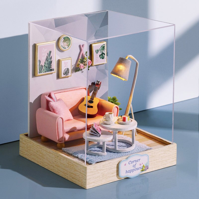 Diy dukkehusmøbler miniatyr tre miniaturas dukkehus boks teater leker til låve bursdag casa frø verden  r3: Qt25